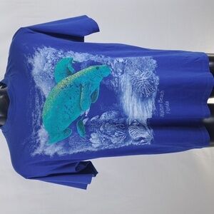 Vintage Manatee Florida Beach travel tee Men's XL blue single stitch t-shirt